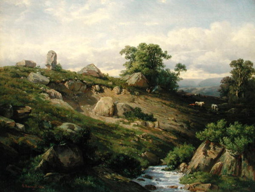Detail of Valley Slope with Rock Fall, 1861 by Adolf Mosengel