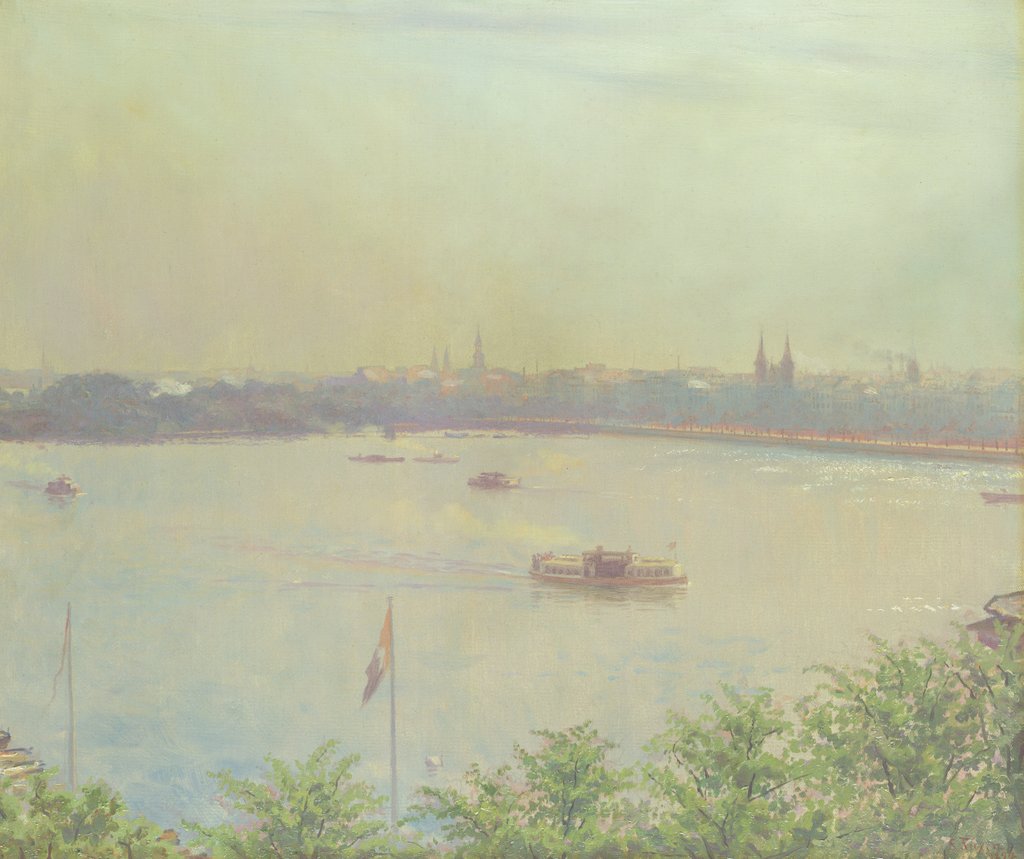 Detail of View of the Inner Alster Lake, 1894 by Laurits Regner Tuxen