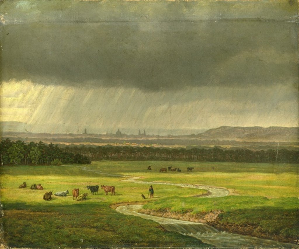 Detail of Landscape with Dresden in the Distance, 1830 by Heinrich Stuhlmann