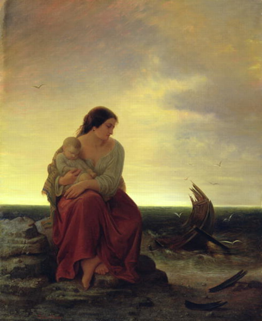 Detail of Fisherman's Wife Mourning on the Beach by Julius Muhr