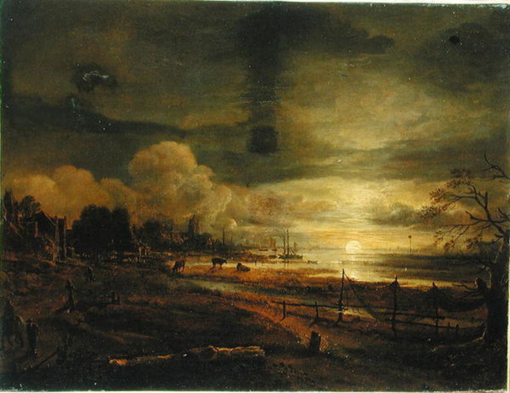 Detail of Canal at Moonrise by Aert van der Neer