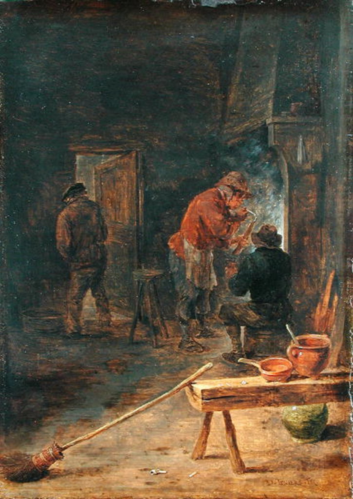 Detail of Farmers around a Fireplace by David the Younger Teniers