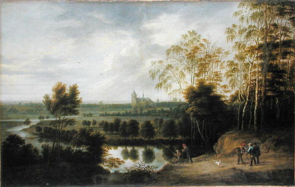 Detail of Landscape with Fisherman by Lucas van Uden