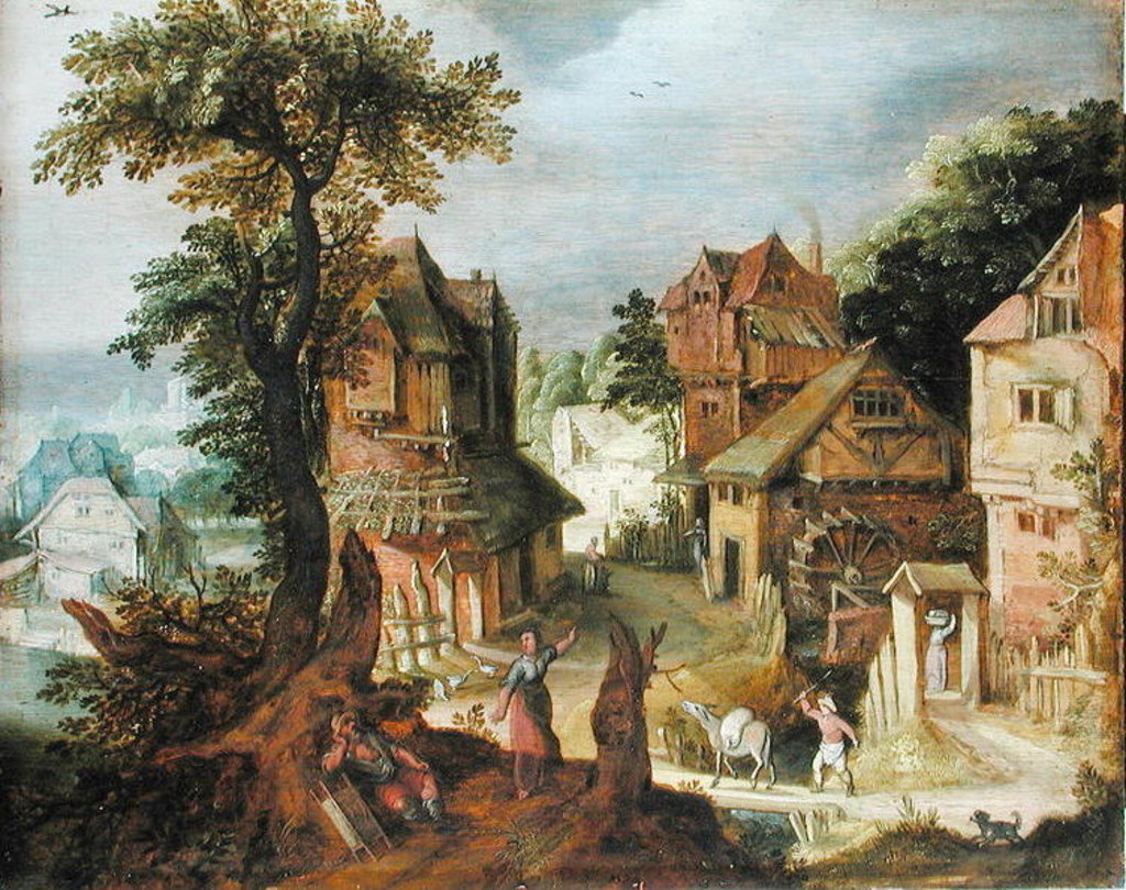 Detail of Village landscape by Anton Mirou