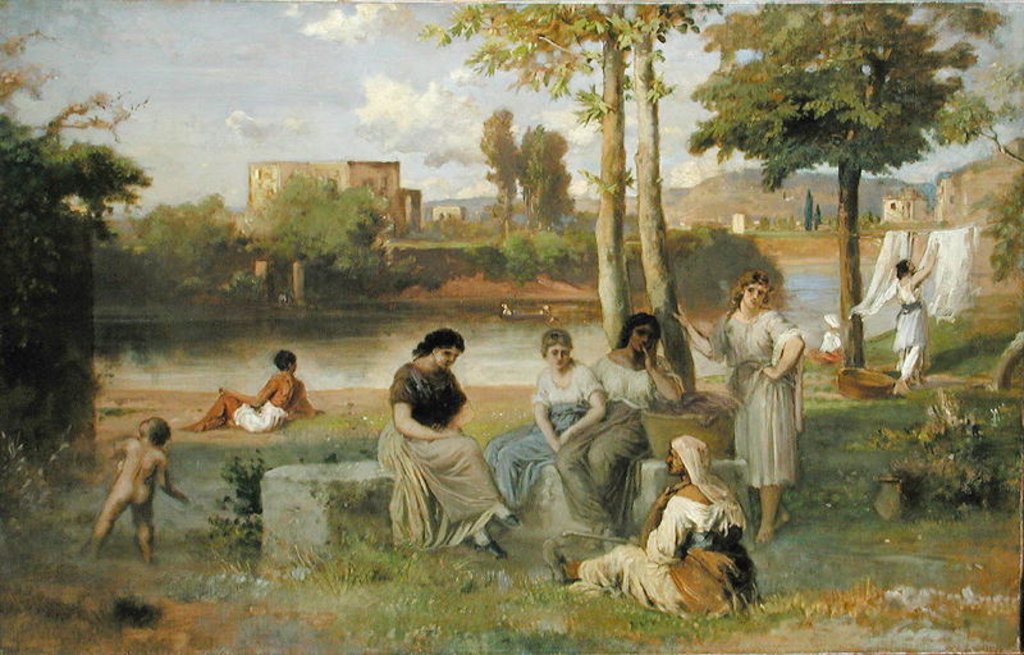 Detail of Washing on the Tiber, 1864 by Heinrich Dreber
