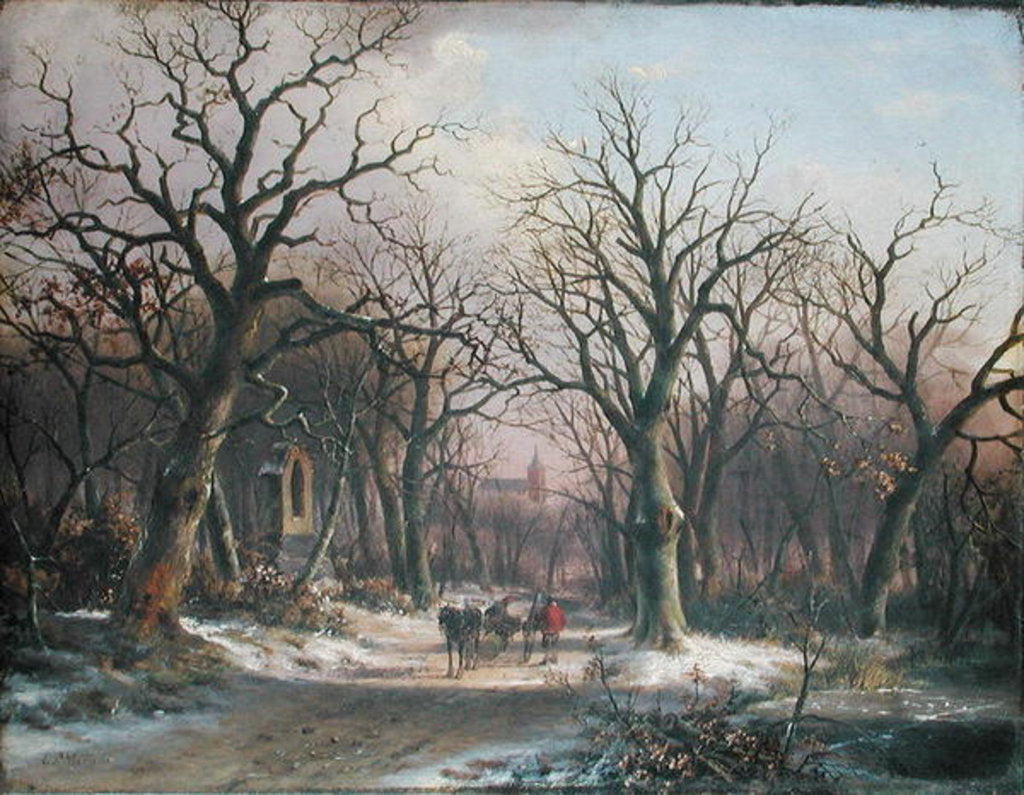Detail of Winter Landscape by Everadus Benedictus Mirani