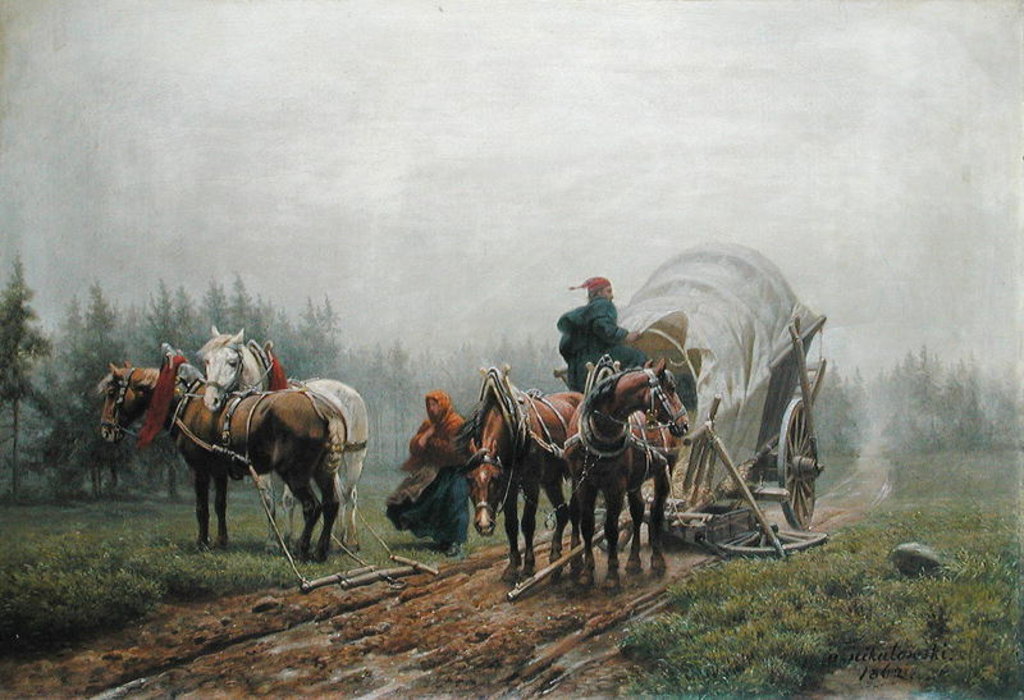 Detail of The Broken Freight Wagon, 1862 by Arthur Nikutowski