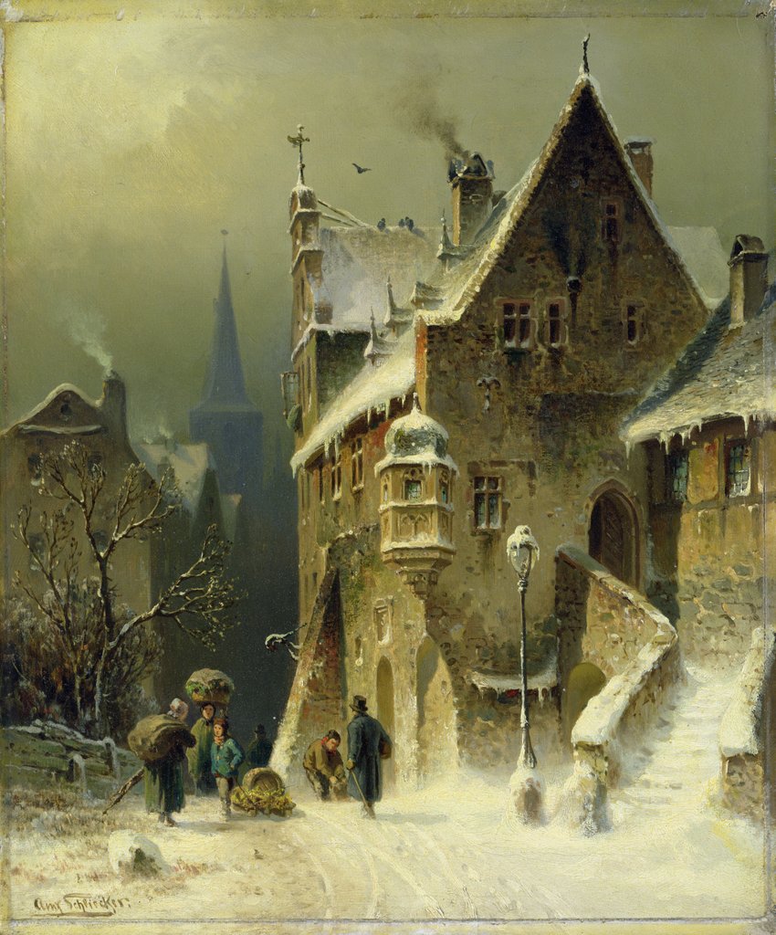 Detail of Une petite ville sur le Rhin, XIXe siècle by August Schlieker