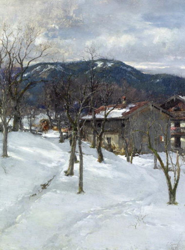 Detail of Winter landscape near Kutterling, 1899 by Johann Sperl