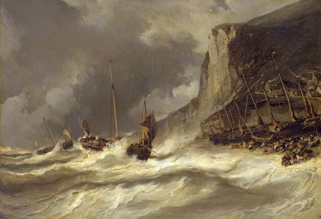 Detail of Storm on the Coast at Etretat, Normandy, 1851 by Louis Eugene Gabriel Isabey
