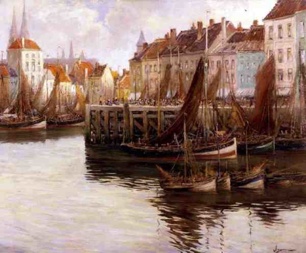 Detail of Ostend Harbour by Willem Bataille