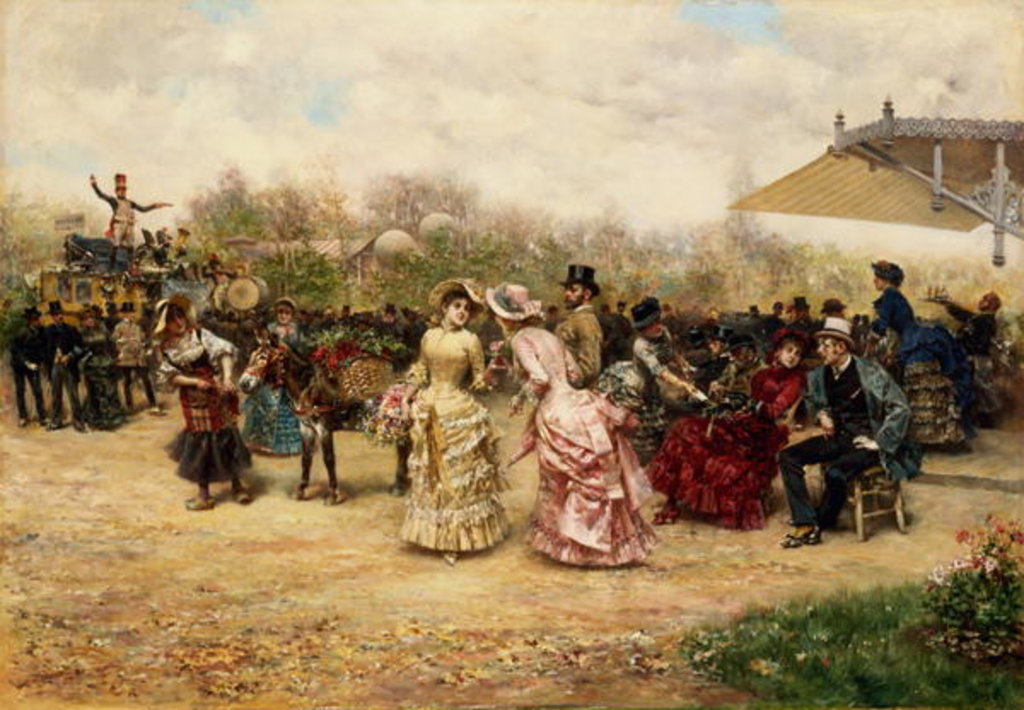 Detail of The Flower Sellers, 1883 by Ludovico Marchetti