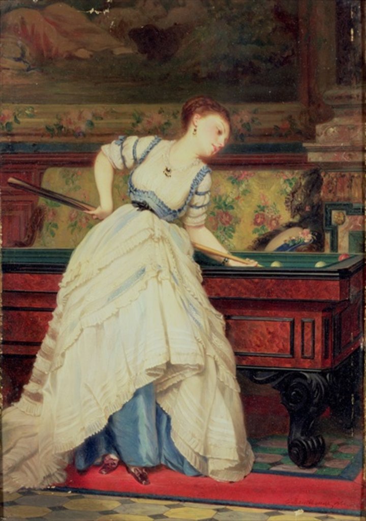 Detail of The Game of Billiards, 19th century by Charles Edouard Boutibonne