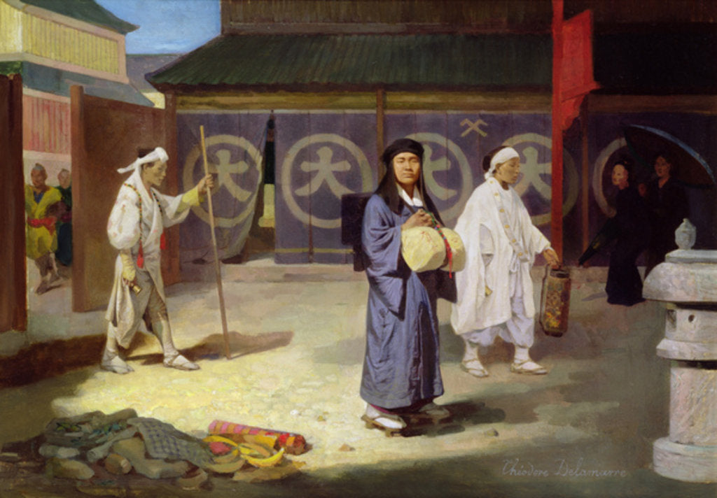 Detail of Japanese Pilgrim returning from Mount Fusi Yama by Theodore Delamarre