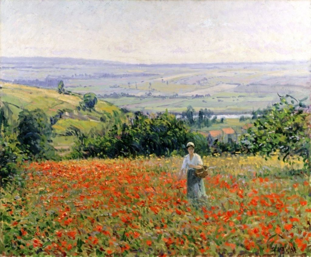 Detail of Woman in a Poppy Field by Leon Giran-Max