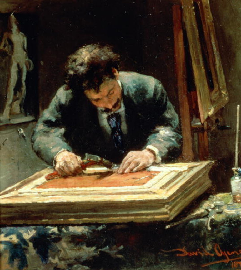 Detail of The Picture Framer, 1878 by David Oyens