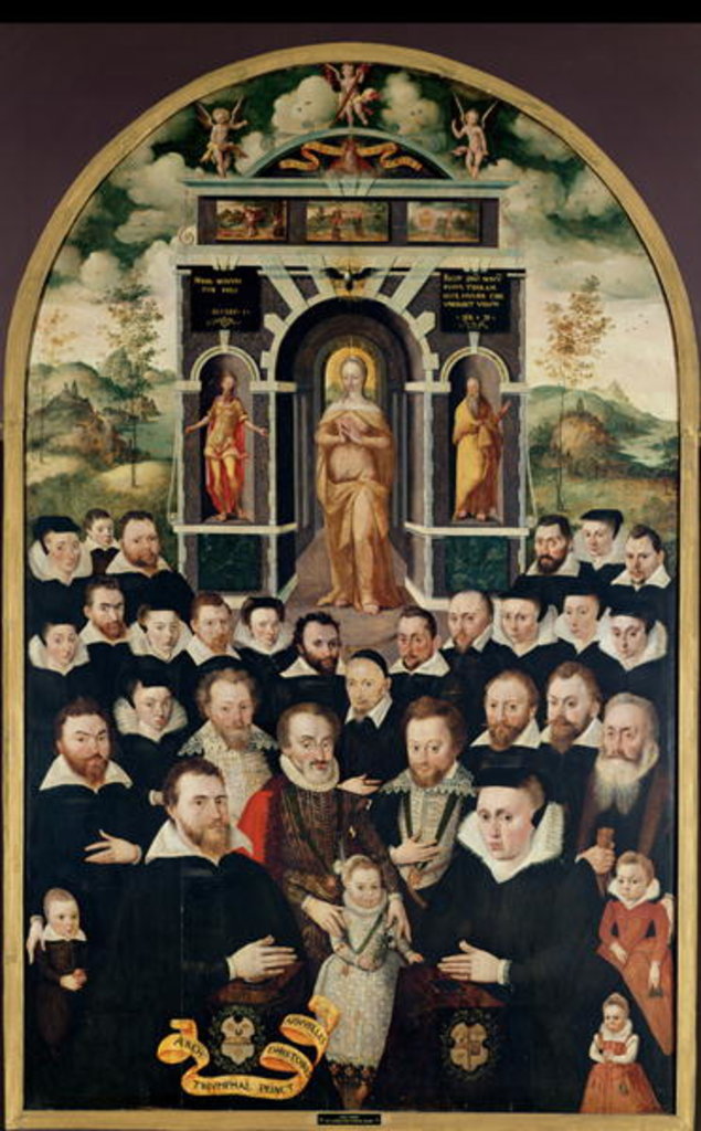 Detail of Allegorical panel depicting the Virgin, Henri IV and Courtiers, Donors, his Wife and Members of their Family by Mathieu Prieur