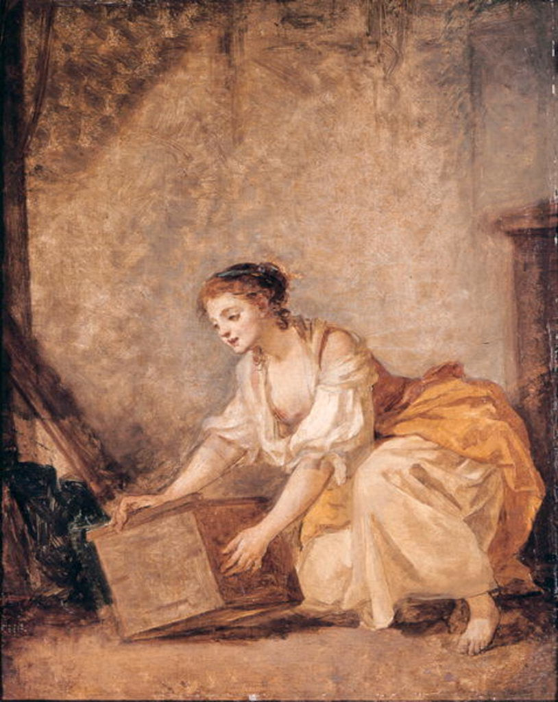 Detail of A Young Girl Lifting a Chest by Jean Baptiste Greuze