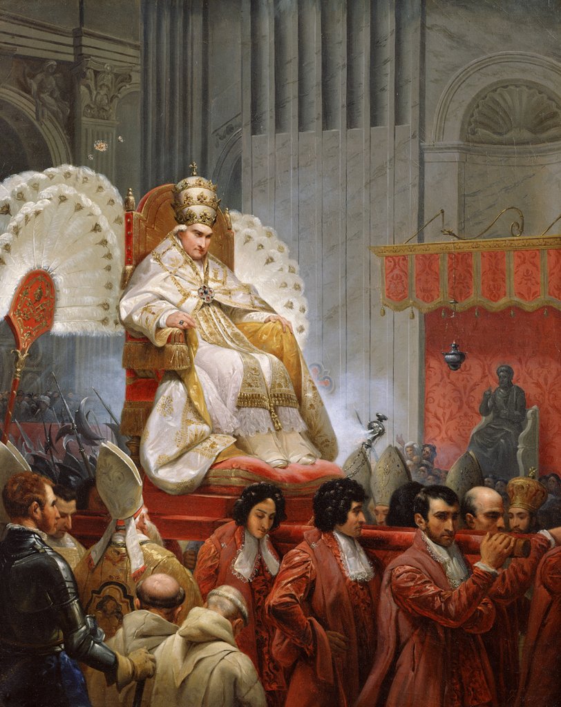 Detail of Pope Pius VIII in St. Peter's on the Sedia Gestatoria by Emile Jean Horace Vernet
