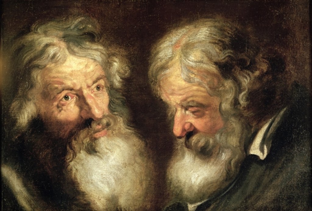 Detail of Heads of Two Old Men by Jacob Jordaens