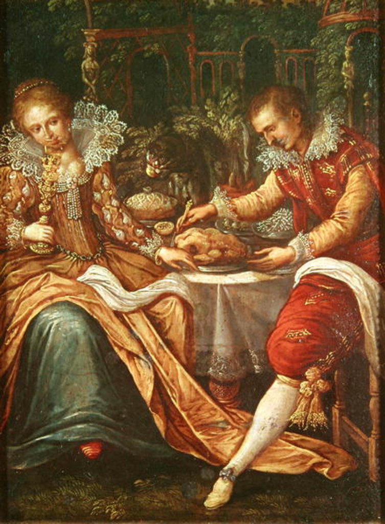 Detail of The Five Senses: Taste by Frans I Pourbus