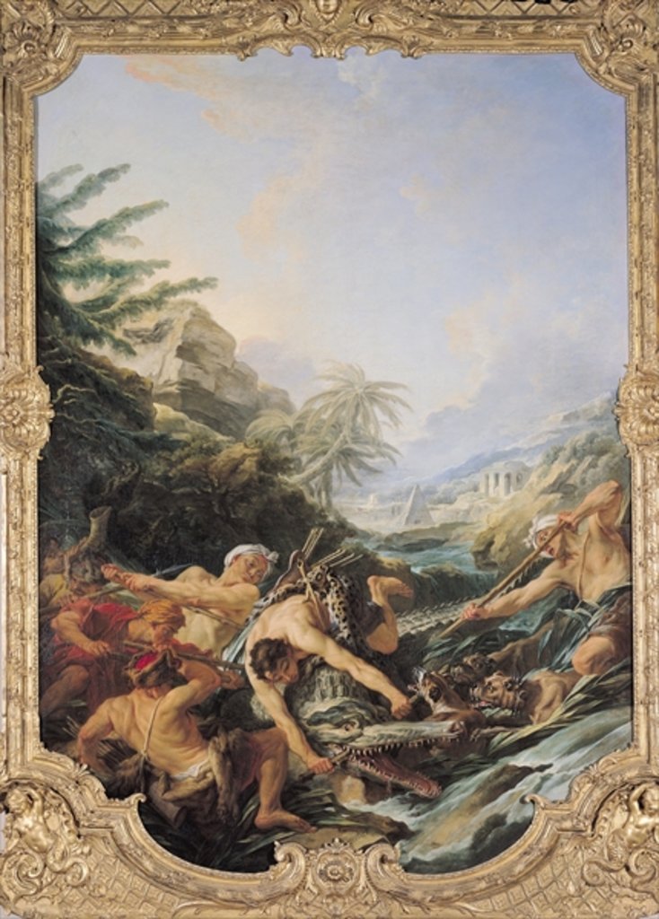 Detail of Crocodile Hunt by Francois Boucher