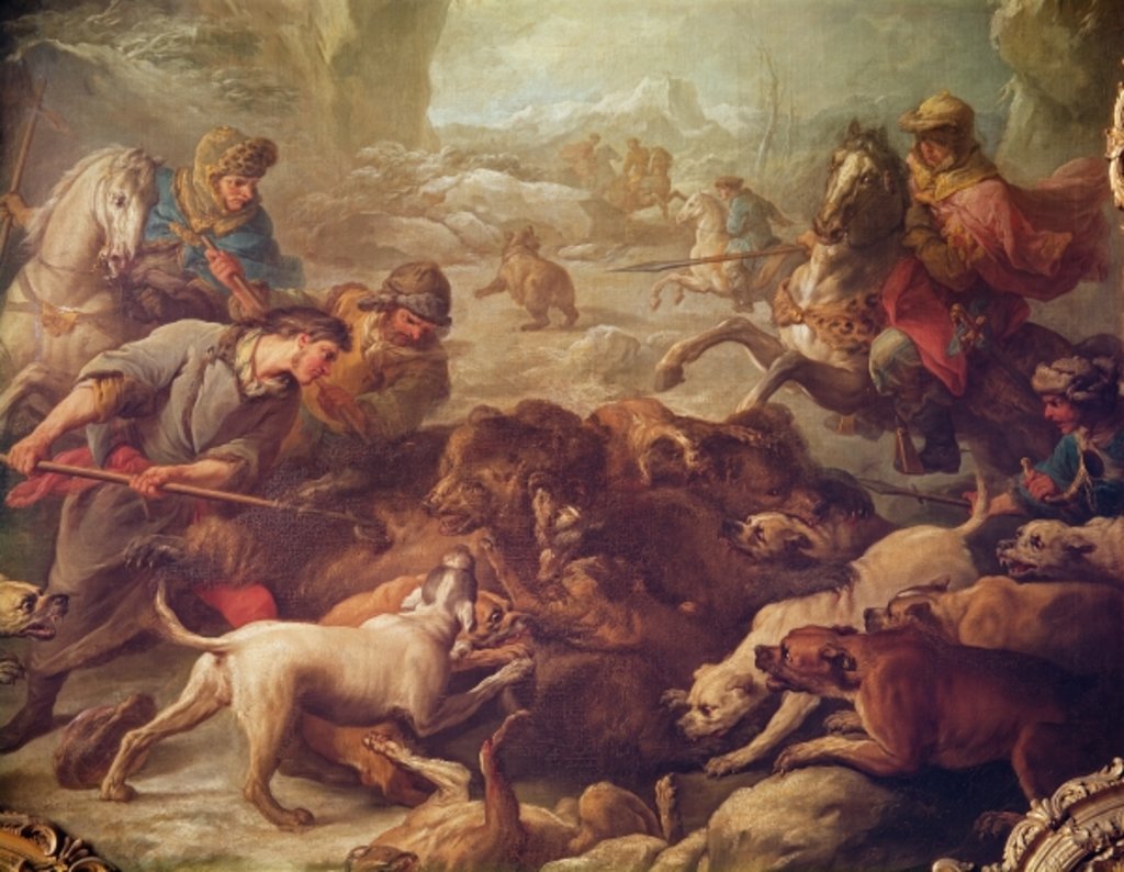Detail of The Bear Hunt by Carle van Loo