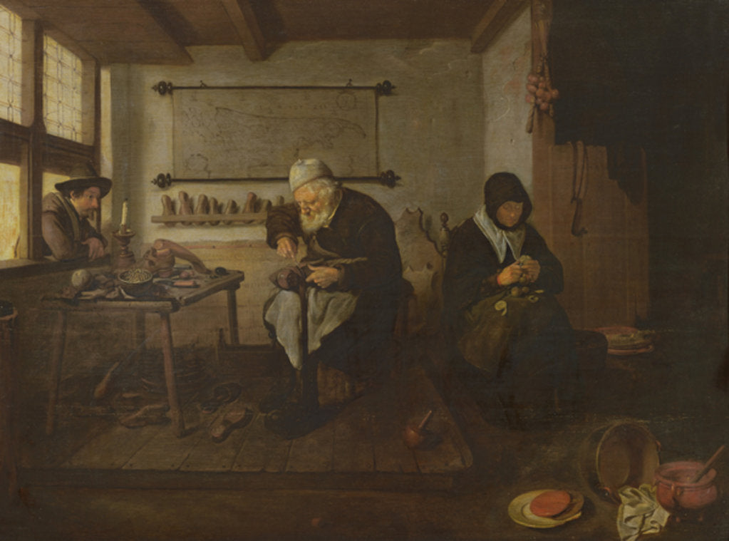 Detail of The Cobbler by Quiringh Gerritsz. van Brekelenkam
