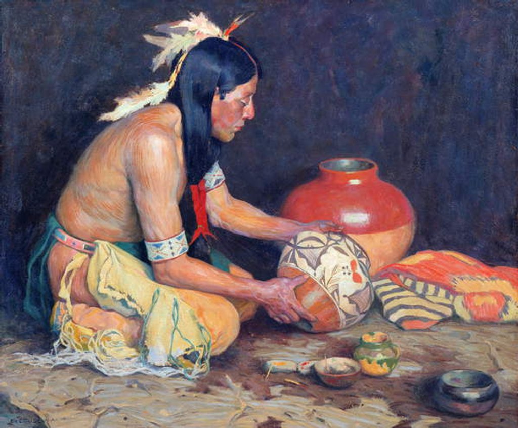Detail of The Potter by Eanger Irving Couse