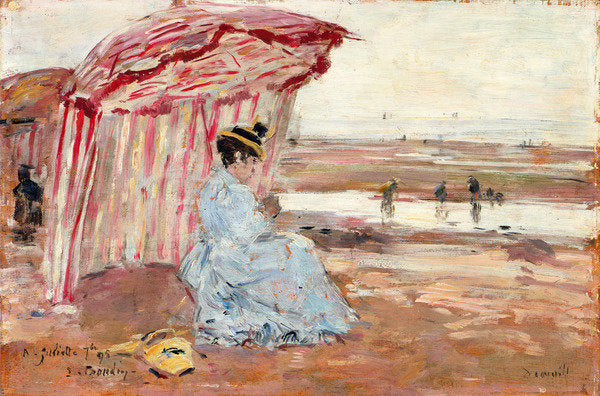 Detail of Woman Under Beach Umbrella, 1895 by Eugene Louis Boudin