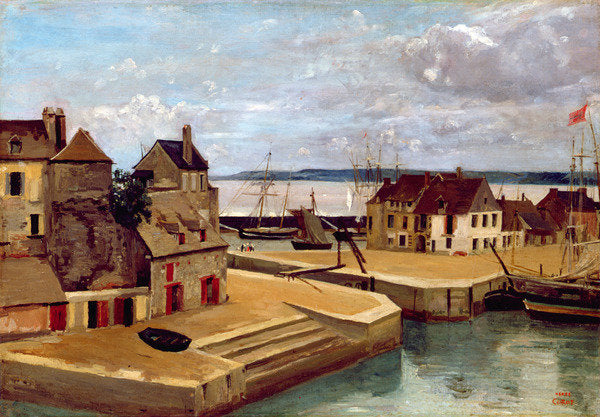 Detail of Honfleur, Houses on the Quay, 1830 by Jean Baptiste Camille Corot
