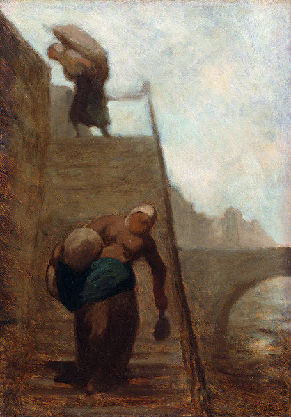 Detail of Washerwomen on the Steps of the Quay, 1850-52 by Honore Daumier