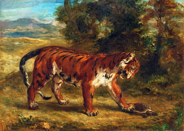 Detail of Tiger with Tortoise, 1862 by Ferdinand Victor Eugene Delacroix