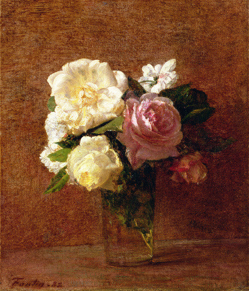 Detail of Roses, 1882 by Ignace Henri Jean Fantin-Latour