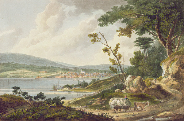 Detail of Newburg, no.14 from the Hudson River Portfolio, engraved by J. Hill, 1821-25 by William Guy (after) Wall