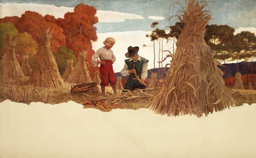 Detail of The Puritan Corn Husker, 1941 by Newell Convers Wyeth
