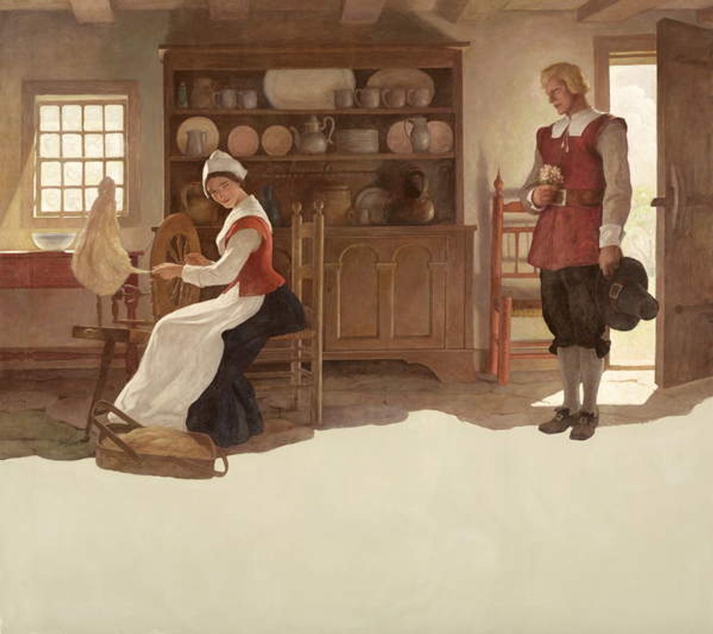 Detail of John Alden and Priscilla, 1945 by Newell Convers Wyeth