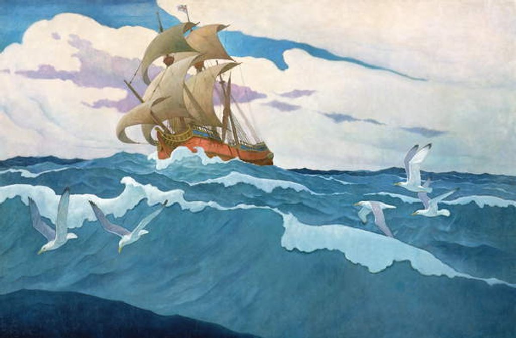Detail of The Coming of the Mayflower in 1620, 1941 by Newell Convers Wyeth