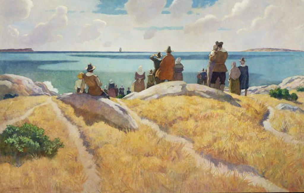 Detail of The Departure of the Mayflower for England in 1621, 1941 by Newell Convers Wyeth