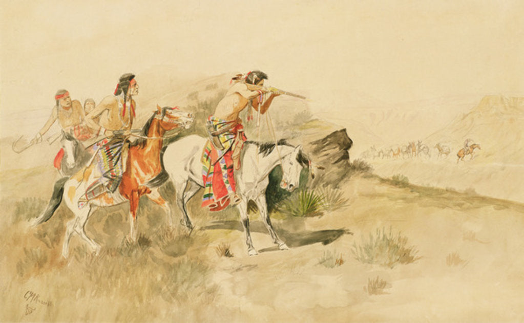Detail of Attack on the Muleteers, c.1895 by Charles Marion Russell