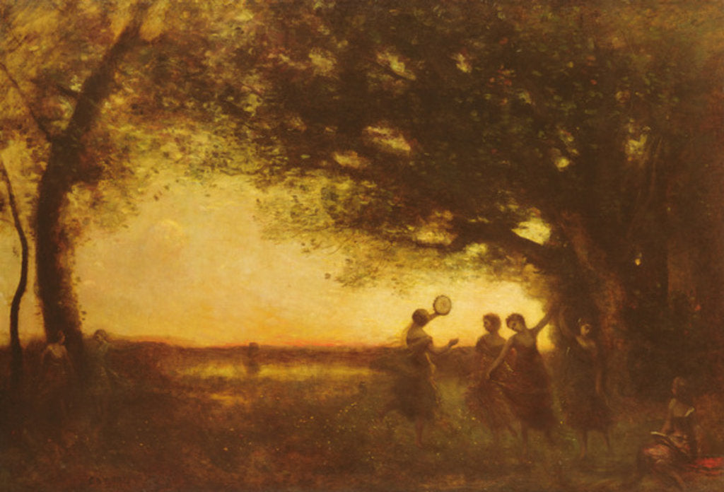 Detail of Pleasures of the Evening, 1875 by Jean Baptiste Camille Corot