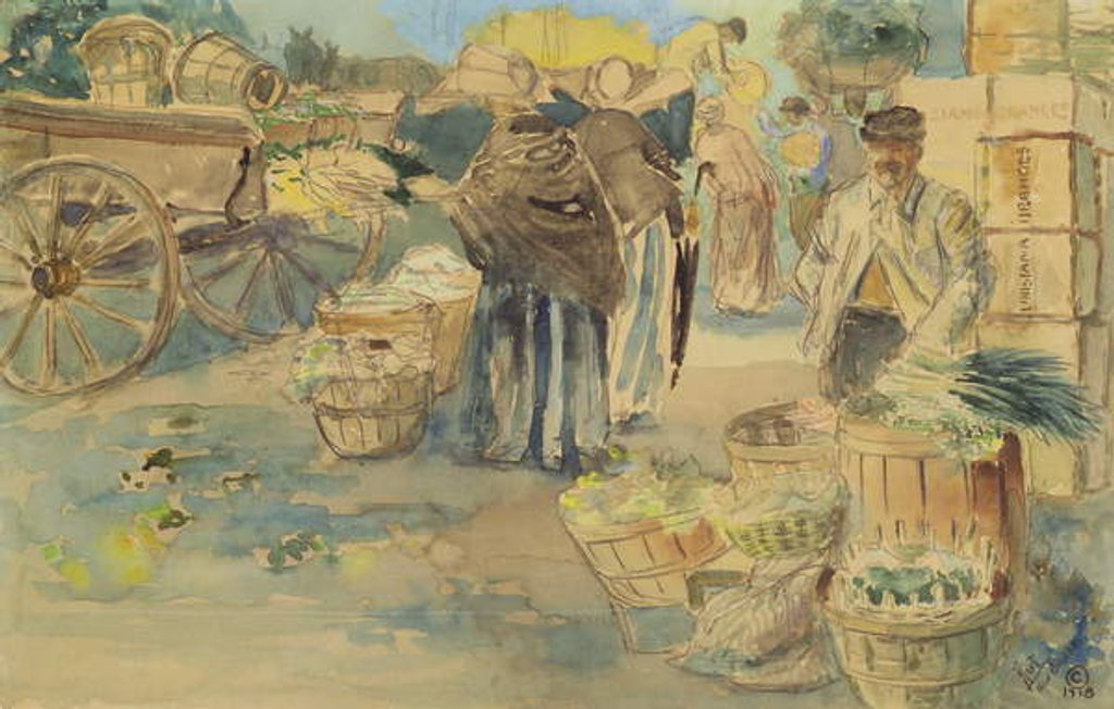 Detail of The Market, New Orleans, 1918 by George Overbury Hart