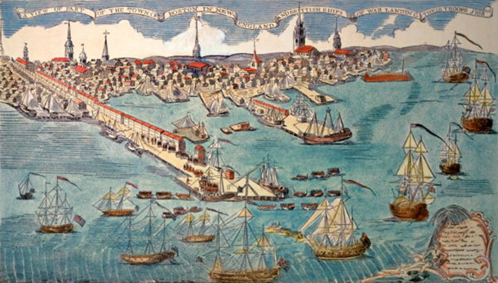 Detail of A View of Part of the Town of Boston in New England and British Ships of War Landing Their Troops, 1768 by Paul Revere