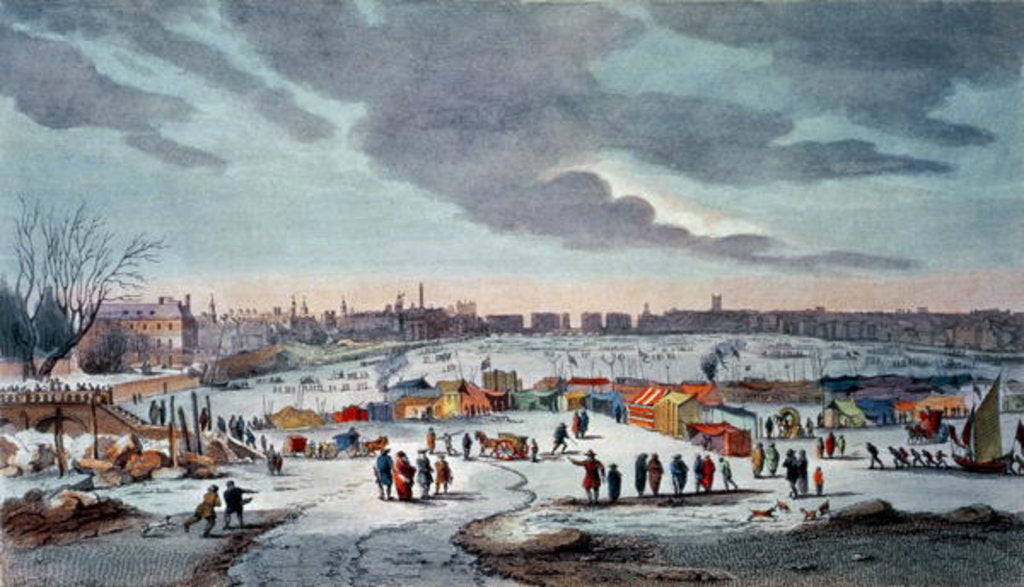 Detail of Frost Fair on the River Thames near the Temple Stairs in 1683-84 by Thomas Wyke