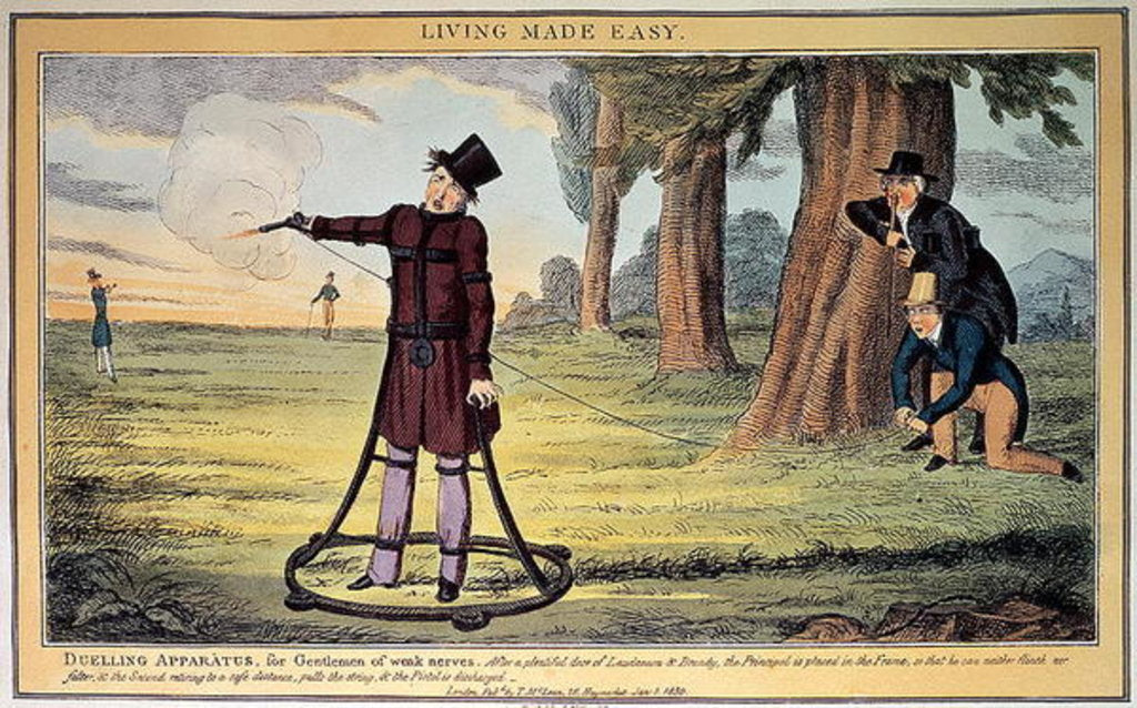 Detail of Living Made Easy; duelling apparatus for gentlemen of weak nerves by Anonymous