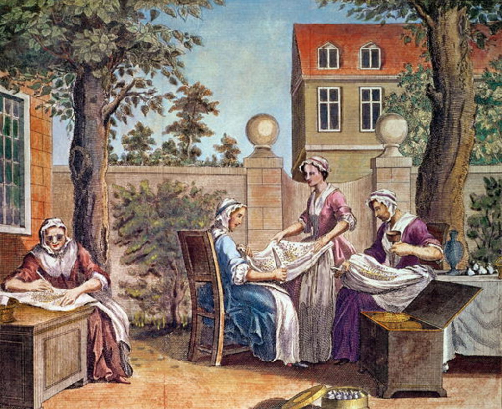 Detail of Silk-Making by English School