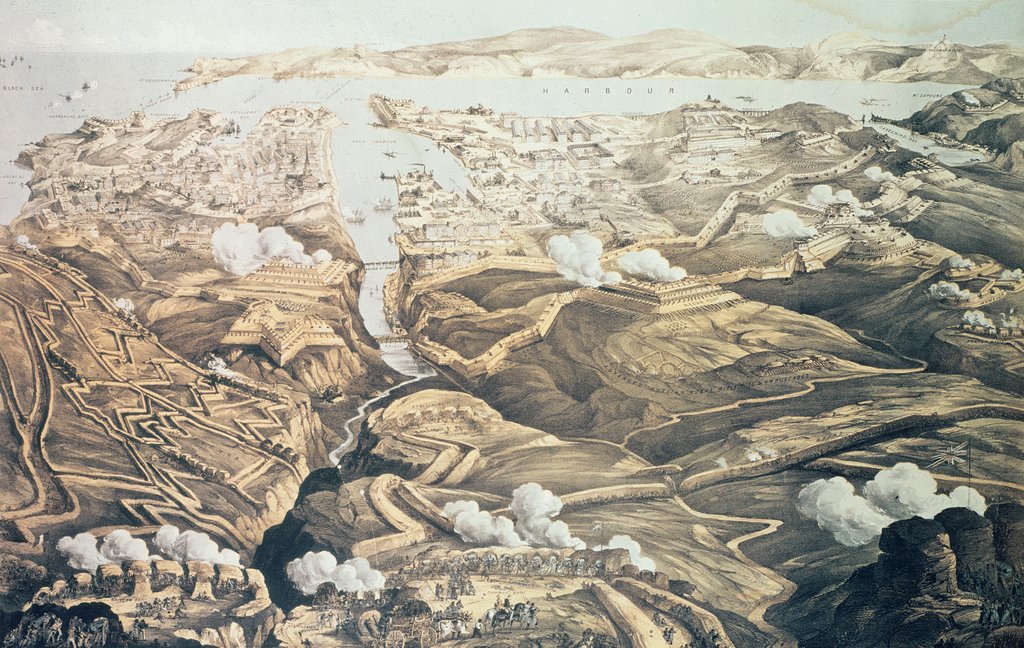 Detail of A Panoramic View of the External and Internal Defences of Sebastopol, the Batteries, Trenches and Siege Works of the Allies by Thomas Packer
