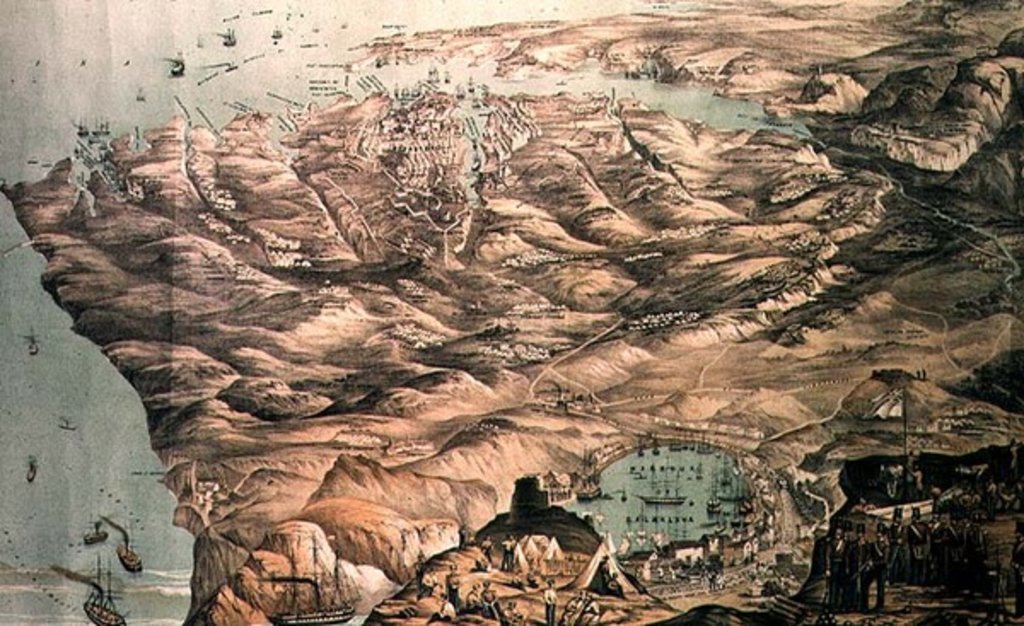 Detail of A Panoramic View of the Position now occupied by the Allied Armies before Sebastopol, in 1855 by Anonymous
