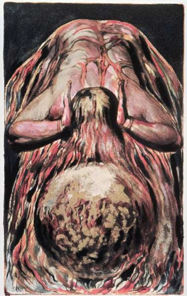 Detail of Book of Urizen; Blake's retelling of the Creation of Eve in the Creation of Enitharmon by William Blake