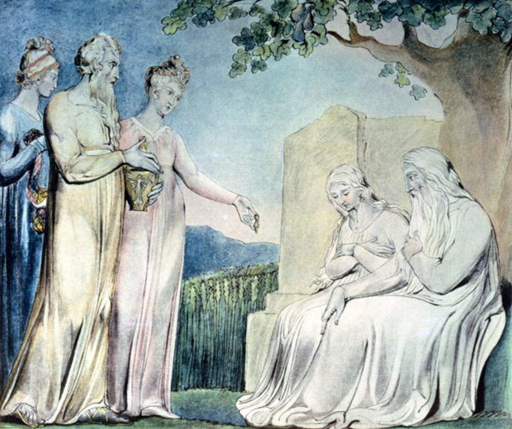 Detail of Illustrations of the Book of Job; Job accepting Charity, 1825 by William Blake